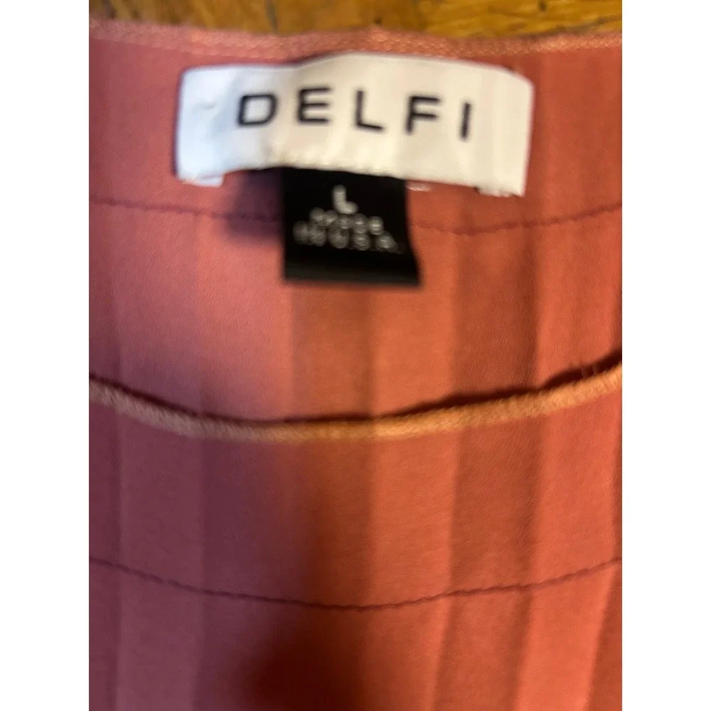 Delfi Collective Pleated Asymmetrical Dress Womens Large Rose Pink Excellent‎